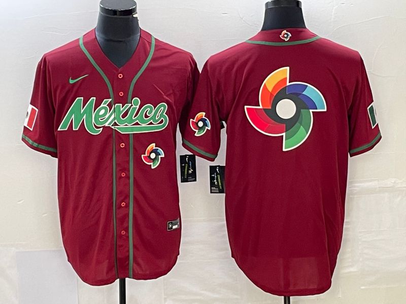 Men 2023 World Cub Mexico Blank Red Nike MLB Jersey7->more jerseys->MLB Jersey